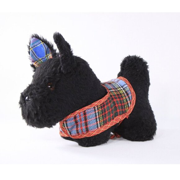 Vintage Black Scottie plush toy, Weston terrier handmade ca 1960s kids toy, - Picture 1 of 9